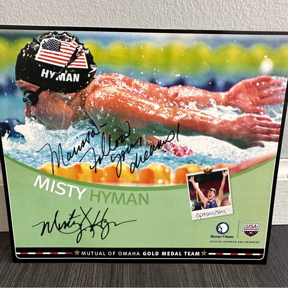 Misty Hyman Olympic swimmer autographed poster - like new condition